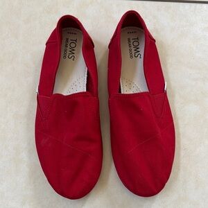 TOMS Red Slip-On Shoes